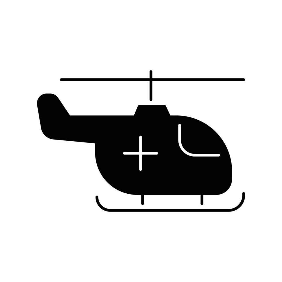 medizinisch Hubschrauber Symbol. einfach solide Stil. Luft medizinisch Service, Hubschrauberlandeplatz, Rettung, Krankenhaus, Luftfahrt, Unfall, Transport Konzept. schwarz Silhouette, Glyphe Symbol. Vektor Illustration isoliert.