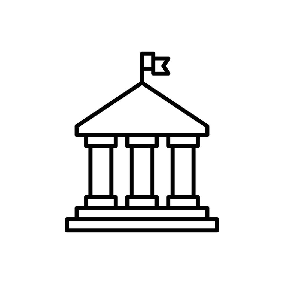 stad hall byggnad ikon. enkel översikt stil. kommunal, hall stad, ambassad, råd, regering begrepp. tunn linje symbol. vektor illustration isolerat. redigerbar stroke.