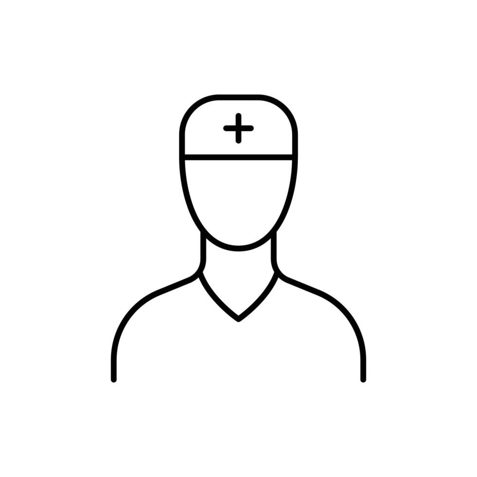 sjuksköterska ikon. enkel översikt stil. läkare, manlig, människor, man, läkare, hälsa, medicinsk, sjukhus begrepp. tunn linje symbol. vektor illustration isolerat.