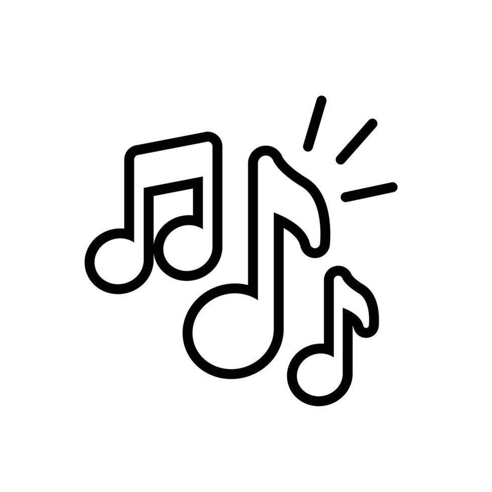 Musik- Anmerkungen Symbol. einfach Gliederung Stil. Musik- Taste, Melodie, klassisch, Harmonie, Notenschlüssel, Ton, Melodie, Lied Konzept. dünn Linie Symbol. Vektor Illustration isoliert.