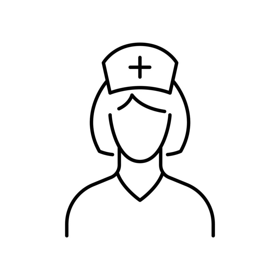 sjuksköterska ikon. enkel översikt stil. läkare, kvinna, människor, kvinna, flicka, läkare, hälsa, medicinsk, sjukhus personal begrepp. tunn linje symbol. vektor illustration isolerat.