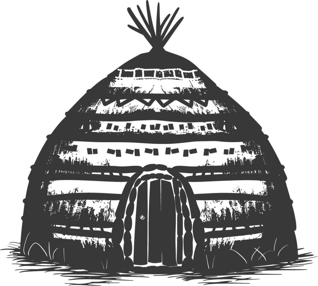ai generiert Silhouette Iglu das Eskimo Stammes- Haus schwarz Farbe nur vektor