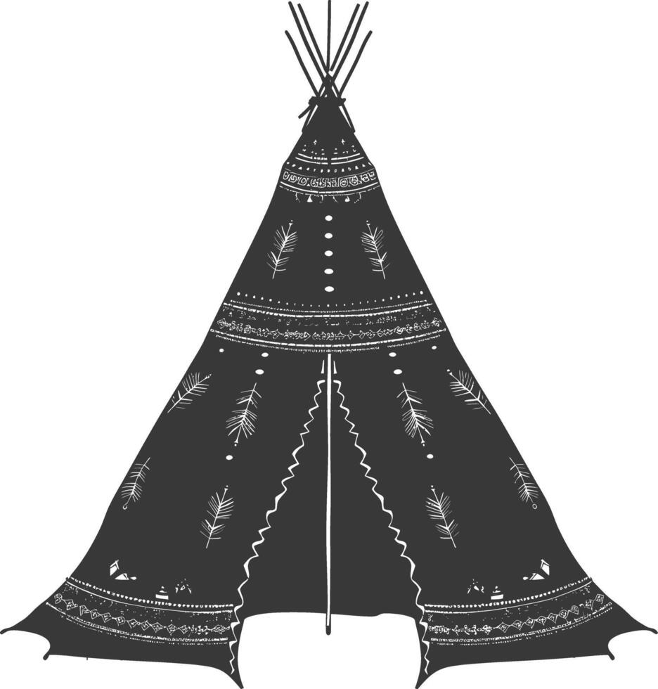 ai generiert Silhouette indisch Stammes- Zelt schwarz Farbe nur vektor
