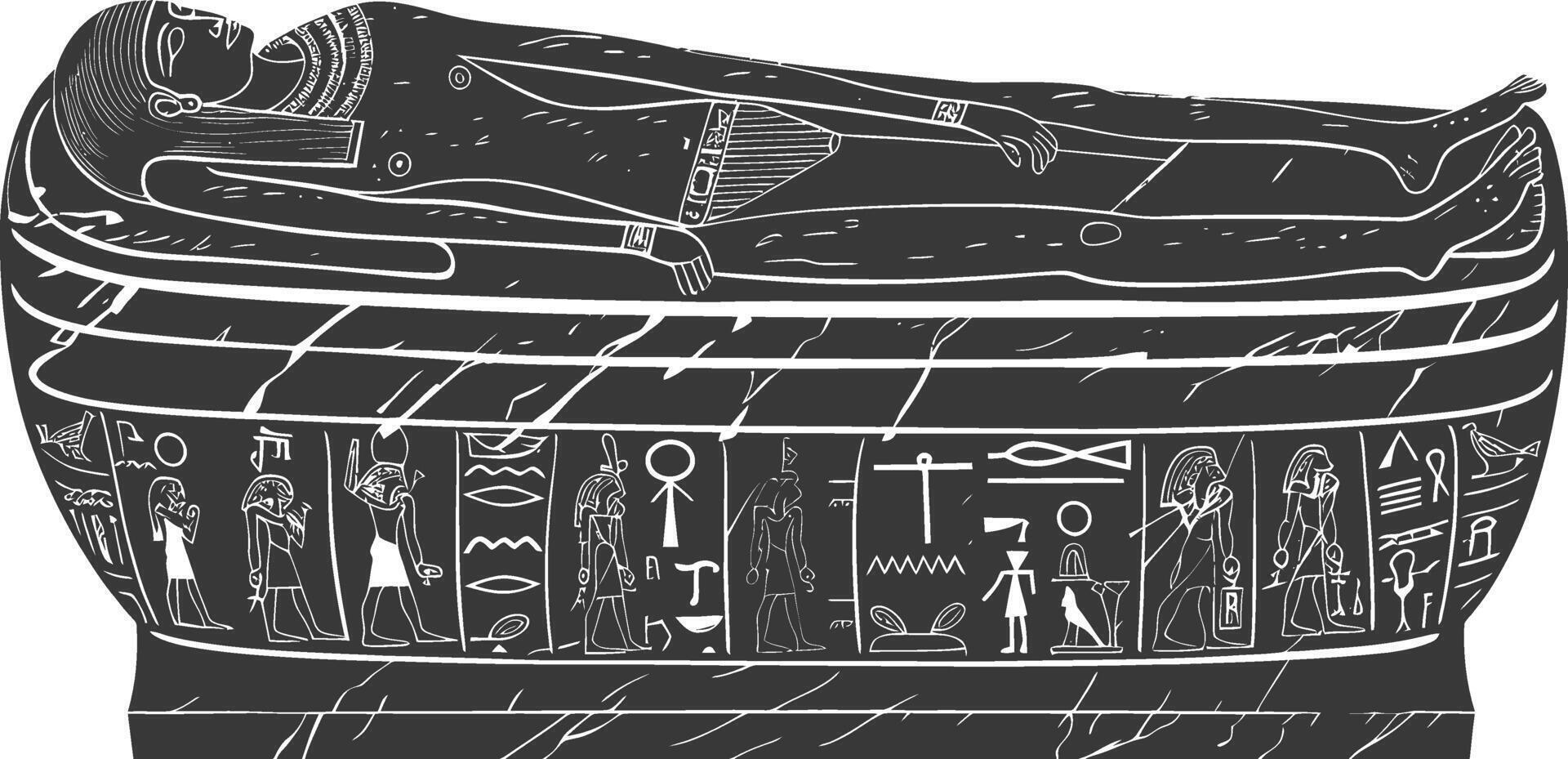 ai generiert Silhouette uralt Ägypten Sarkophag schwarz Farbe nur vektor