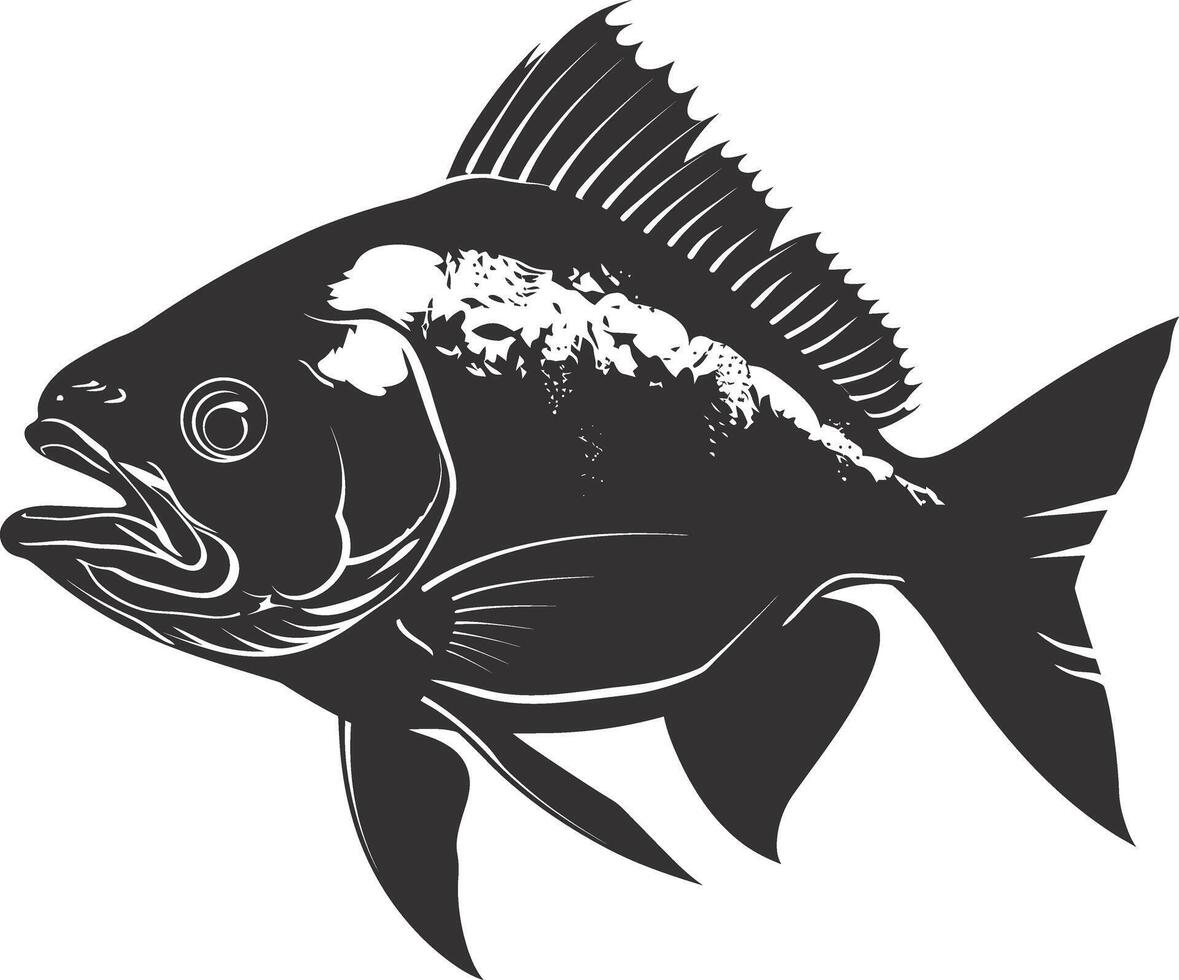 ai genererad silhuett piranha fisk djur- svart Färg endast full kropp vektor
