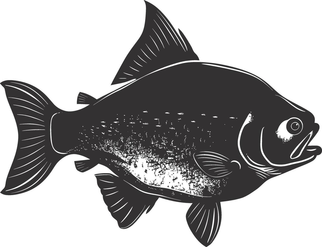 ai generiert Silhouette Piranha Fisch Tier schwarz Farbe nur voll Körper vektor