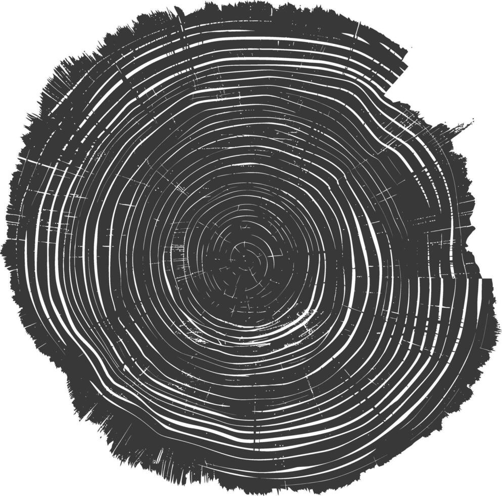 ai genererad silhuett träd ringar svart Färg endast vektor