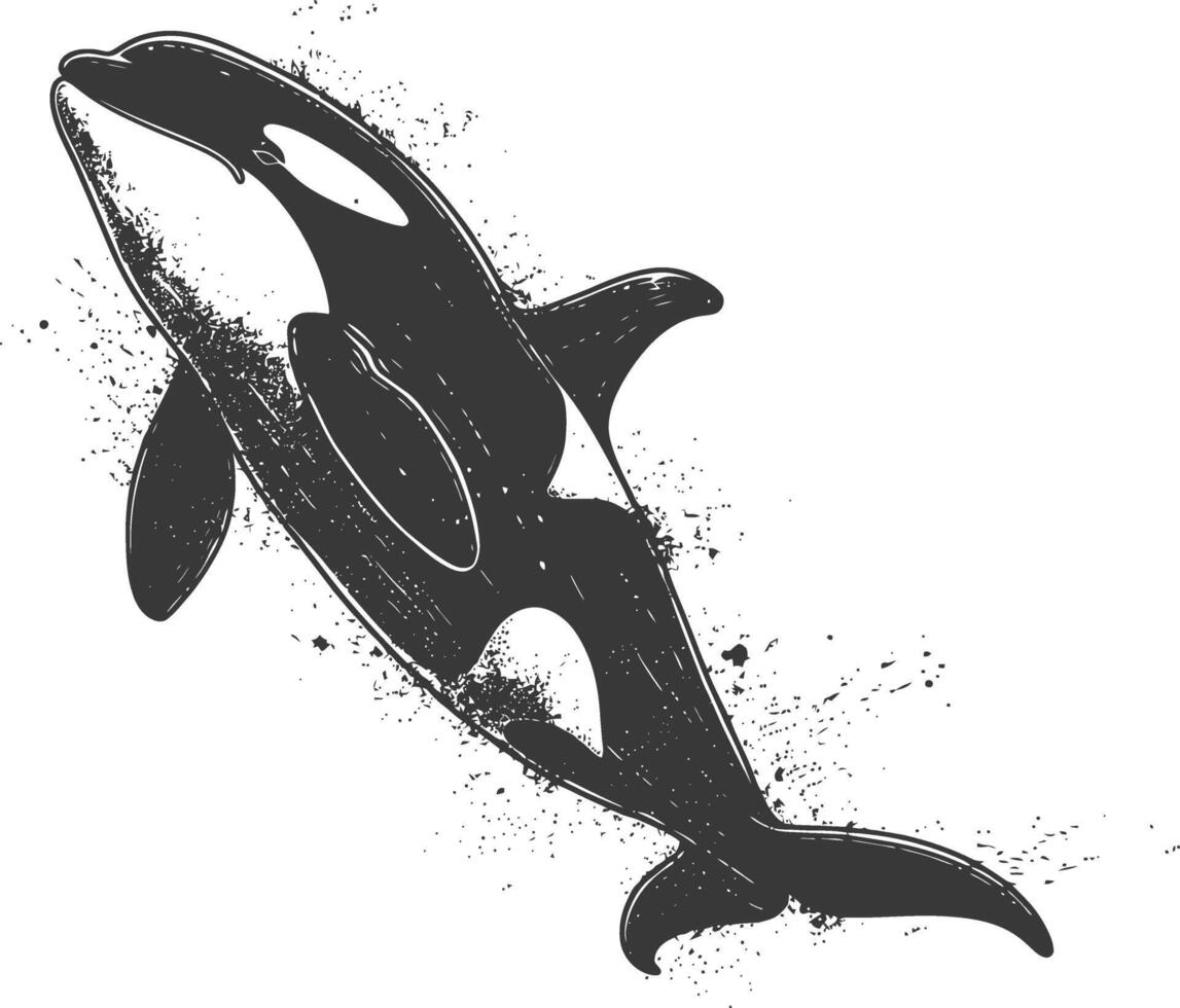 ai generiert Silhouette das Orca oder Mörder Wal Fisch Tier schwarz Farbe nur vektor