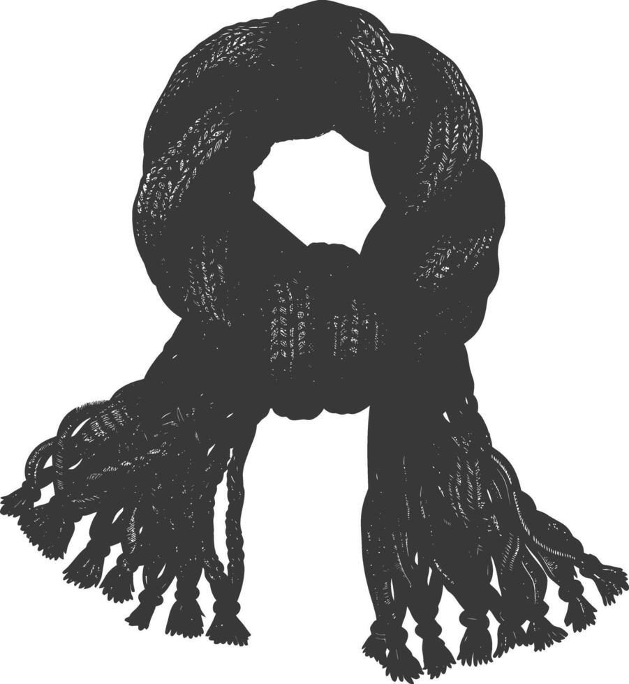 ai generiert Silhouette Schnee stricken Schal schwarz Farbe nur voll vektor