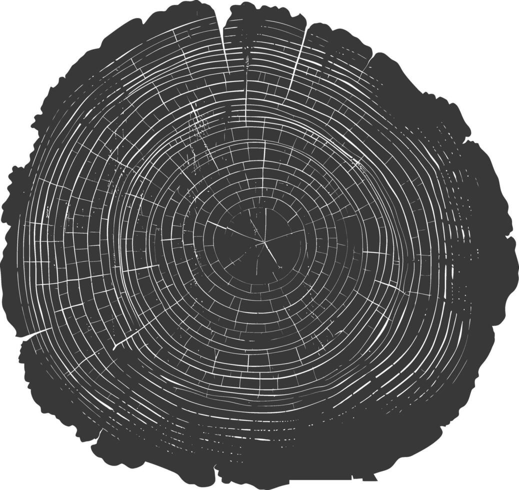 ai genererad silhuett träd ringar svart Färg endast vektor