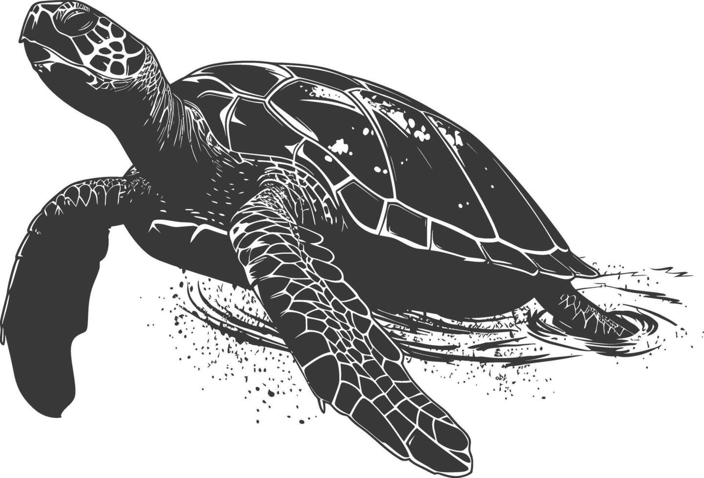 ai genererad silhuett sköldpadda djur- svart Färg endast full kropp vektor