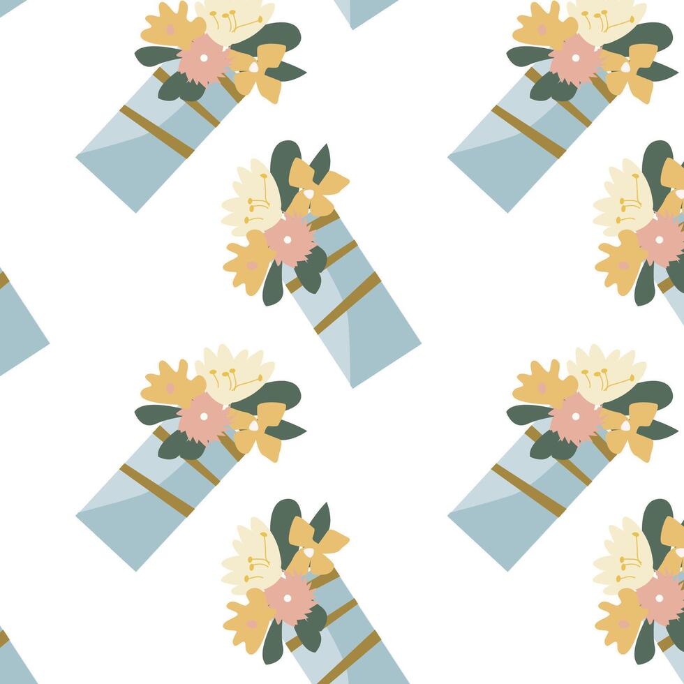 blå vas med blommor mönster - dekorativ blommig bakgrund. vektor illustration kan Begagnade för omslag papper, textil, tyg design, skriva ut för kläder, affischer.