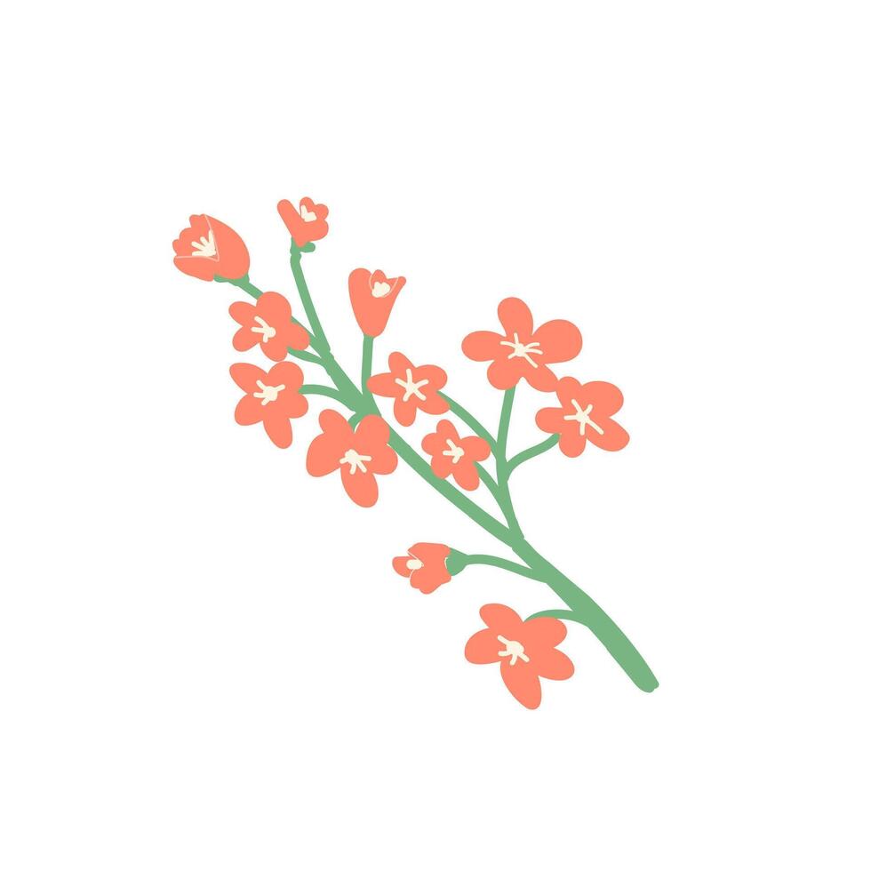 Hand gezeichnet Frühling Blumen auf Ast Vektor Illustration. können benutzt zum Dekoration Banner, Gruß Karte, Einladung Dekor.