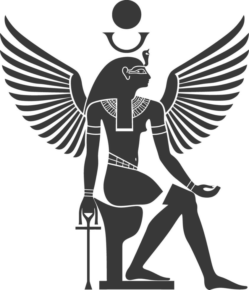 ai genererad silhuett enda gammal egyptisk hieroglyfer symbol logotyp svart Färg endast vektor