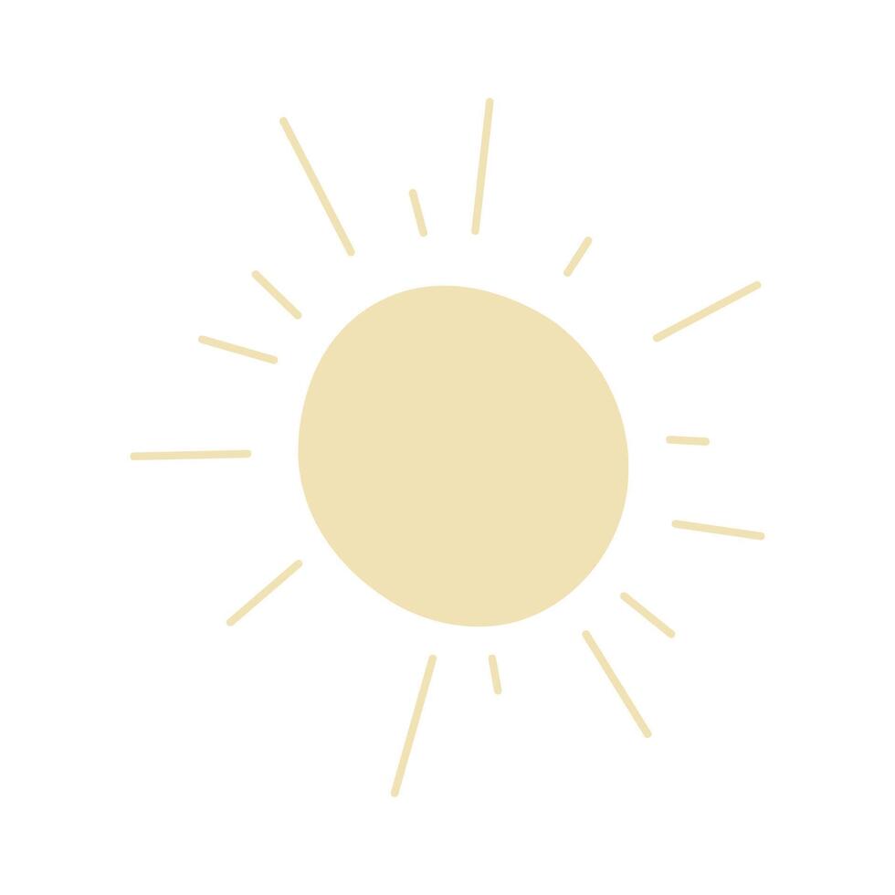 enkel vektor Sol teckning i platt stil för ikoner och sommar grafisk mönster.