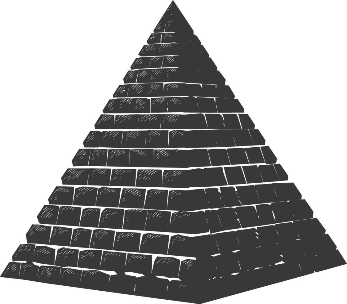 ai genererad silhuett gammal egyptisk pyramid symbol logotyp svart Färg endast vektor