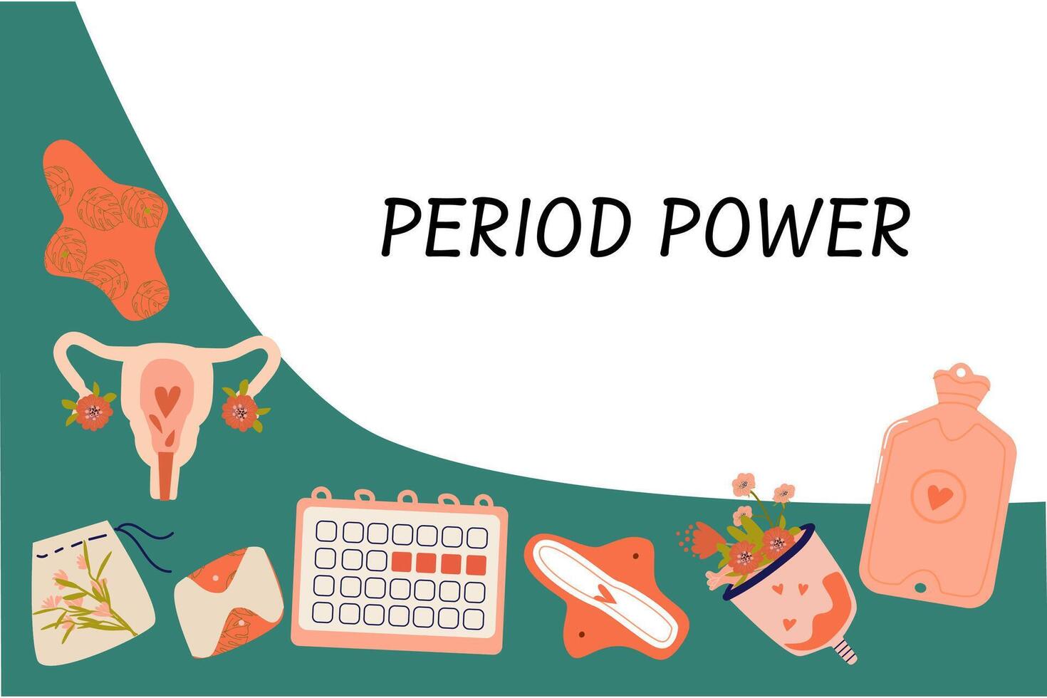 Menstruation wiederverwendbar liefert zum Frau wiederverwendbar Konzept Hintergrund. Vektor Illustration können benutzt zum Banner und Karten.