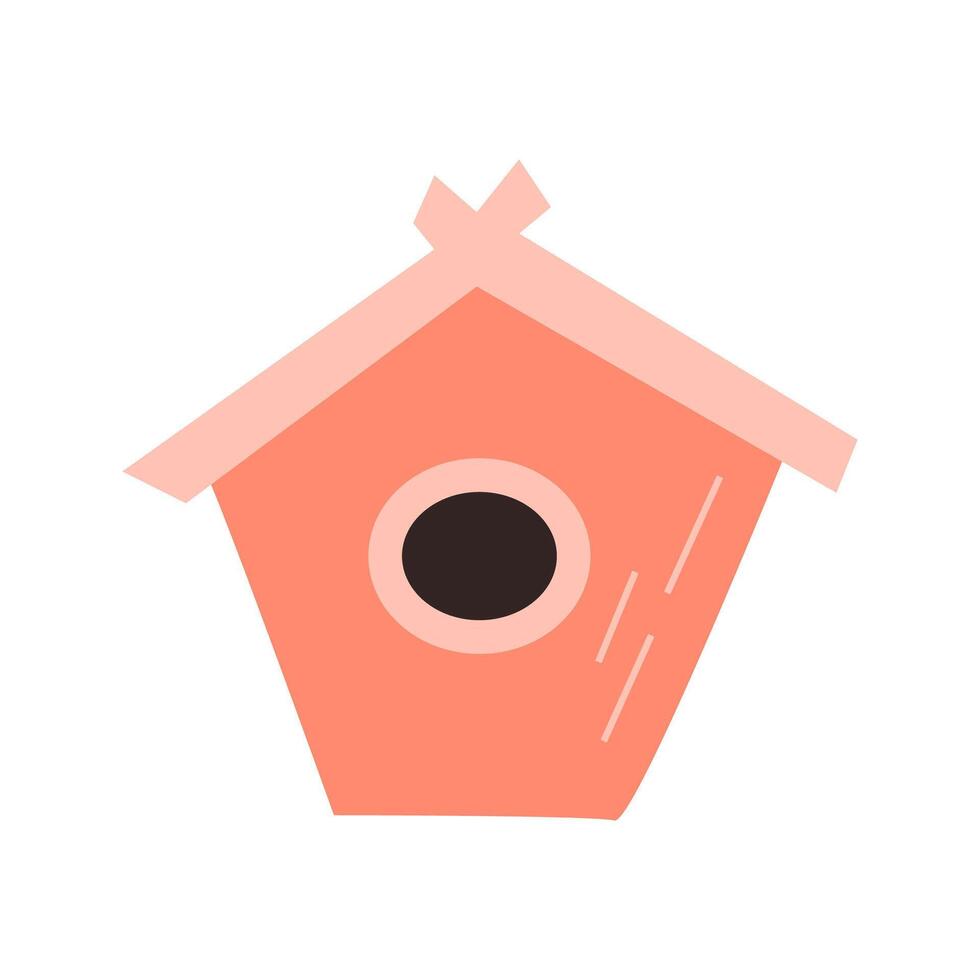 Frühling Vogelhaus von Holz - - Hand gezeichnet Vektor Illustration isoliert, Rosa Farbe. Vektor Illustration können benutzt zum Gruß Karte, Vorlage zum Banner, Postkarte.