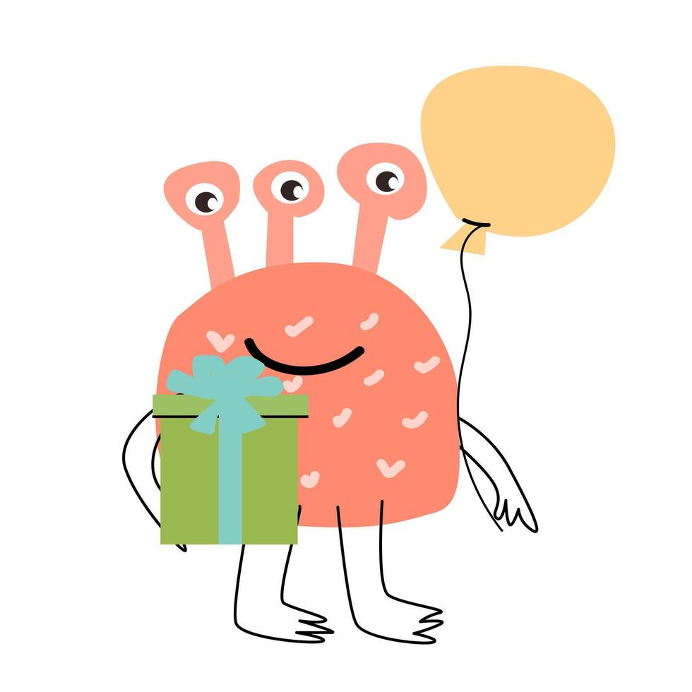süß Rosa Baby Monster- Karte zum Geburtstag Hintergrund vektor