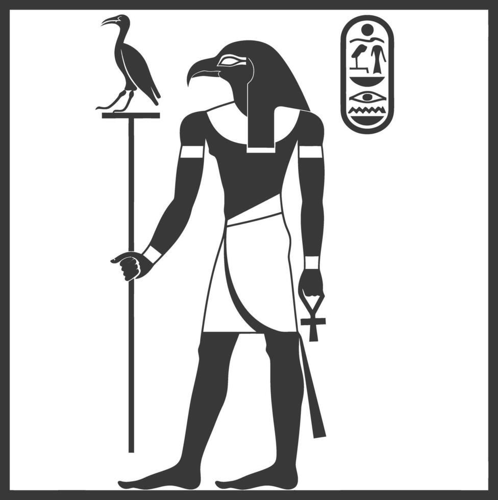 ai genererad silhuett enda gammal egyptisk hieroglyfer symbol logotyp svart Färg endast vektor