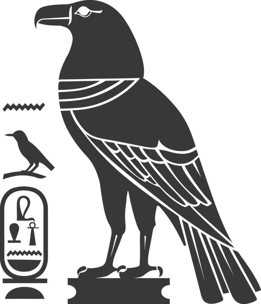 ai genererad silhuett enda gammal egyptisk hieroglyfer symbol logotyp svart Färg endast vektor