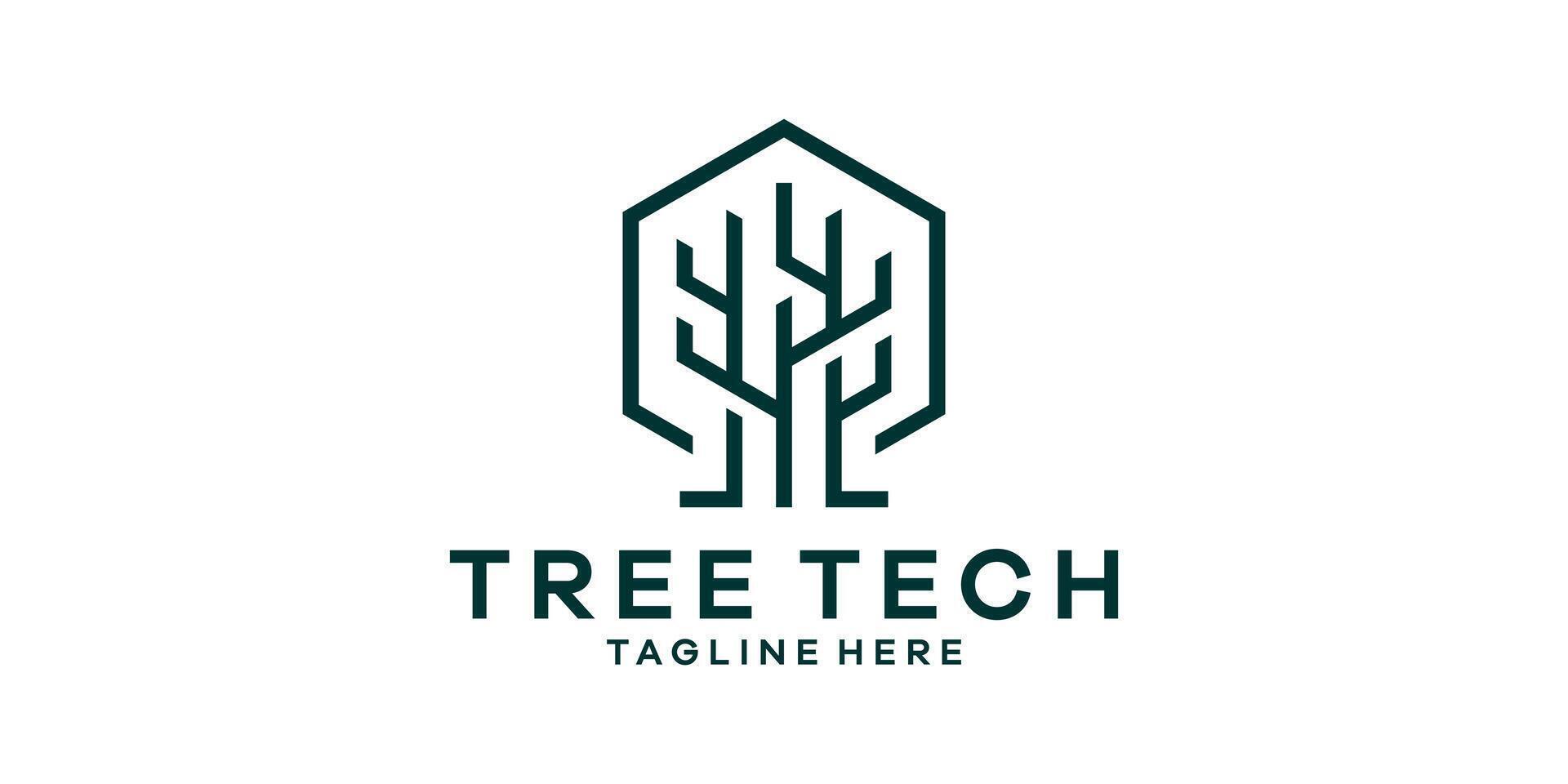 logotyp design kombination av hus och träd former, logotyp design teknologi symbol idéer. vektor