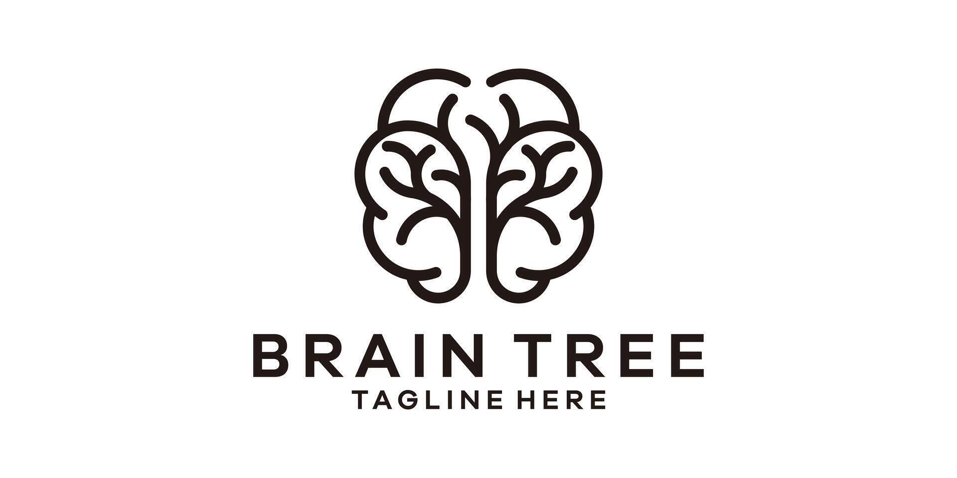 logotyp design kombination av hjärna med träd, logotyp design mall symbol aning. vektor