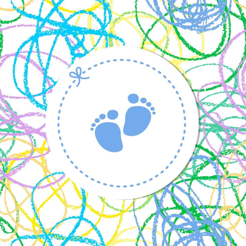 Baby Junge Geburtstag Karte, Baby Dusche Karte, Wachsmalstift Streifen Hintergrund vektor