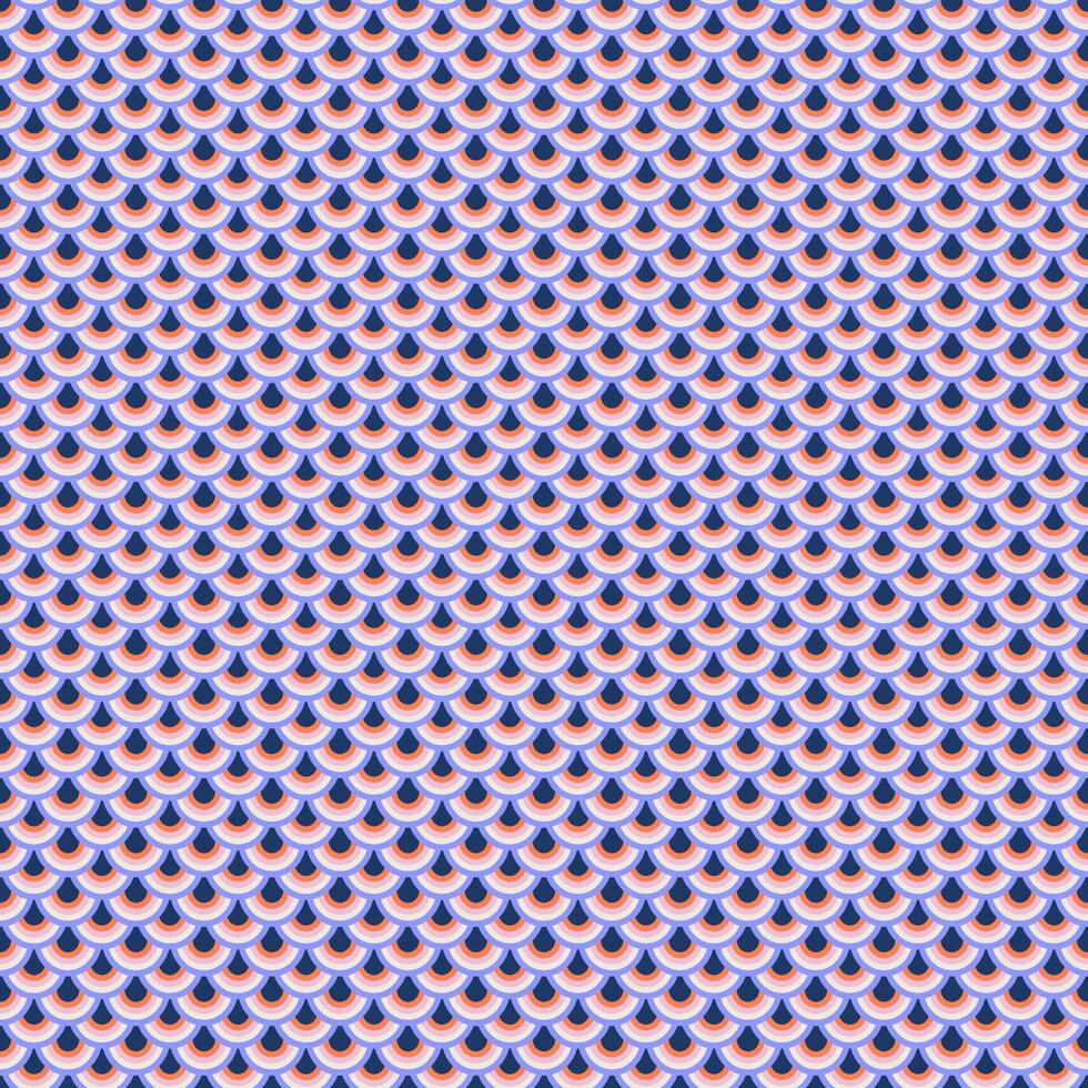 fisk skala abstrakt geometrisk häftig sömlös mönster. färgrik cirklar 70s stil nostalgisk retro bakgrund. sommar platt vektor illustration.