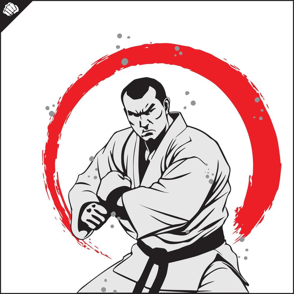 krigisk konst karate kämpe Färg simbol design. vektor