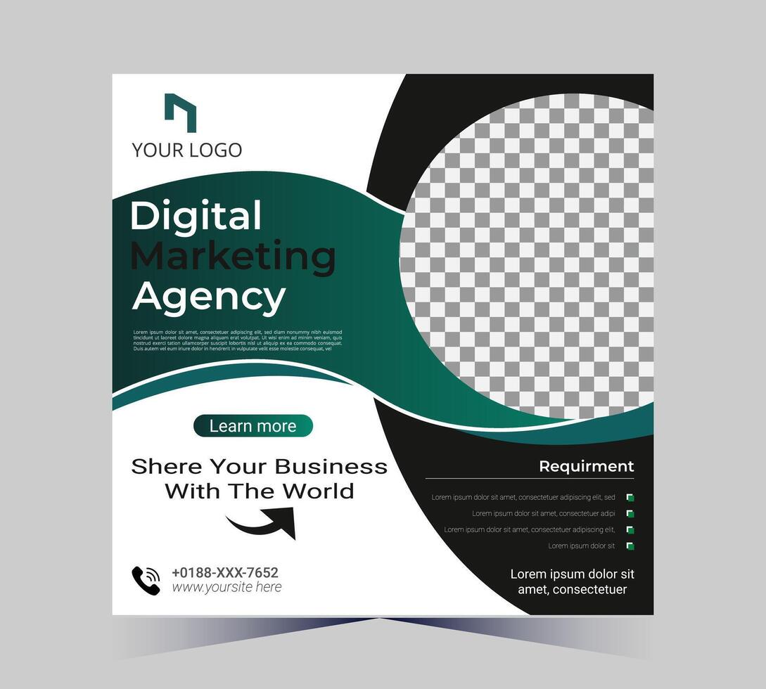 ein Grün und schwarz Flyer Vorlage zum Digital Marketing Agentur vektor