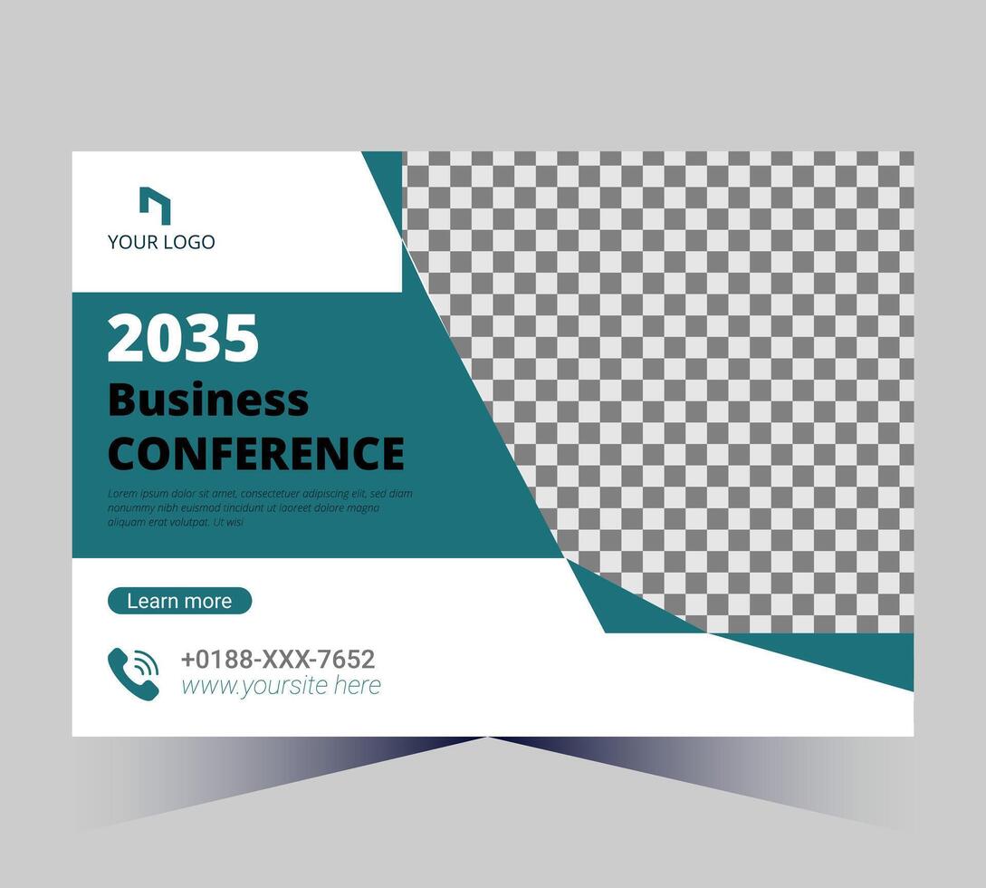 Geschäft Konferenz Poster Vorlage mit ein kariert Hintergrund vektor