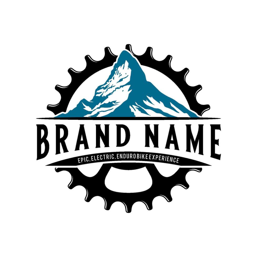 cykel logotyp. berg och geer. vektor illustration för de cykel gemenskap