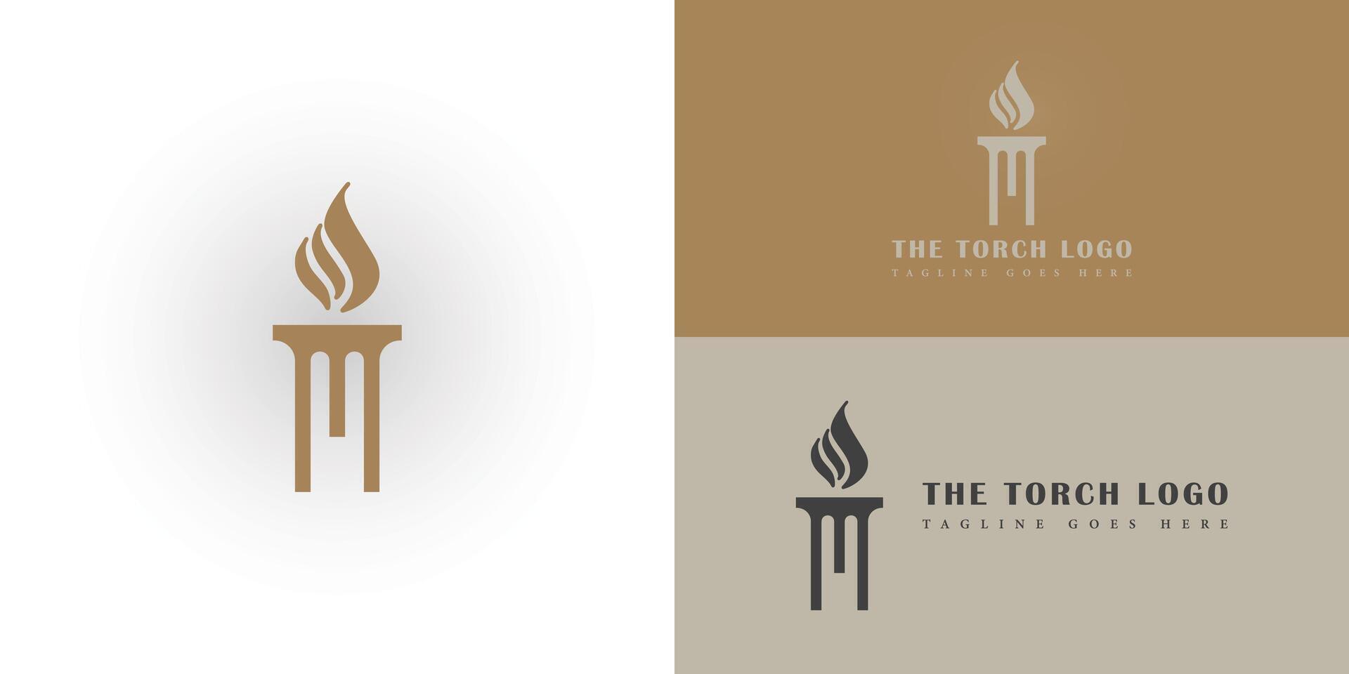 Initiale Brief t Verbrennung Fackel Feuer Flamme mit Säule Säule Logo Design vorgestellt mit mehrere Weiß und Gold Hintergrund Farben. das Logo ist geeignet zum das Sport Industrie Logo Design Inspiration vektor