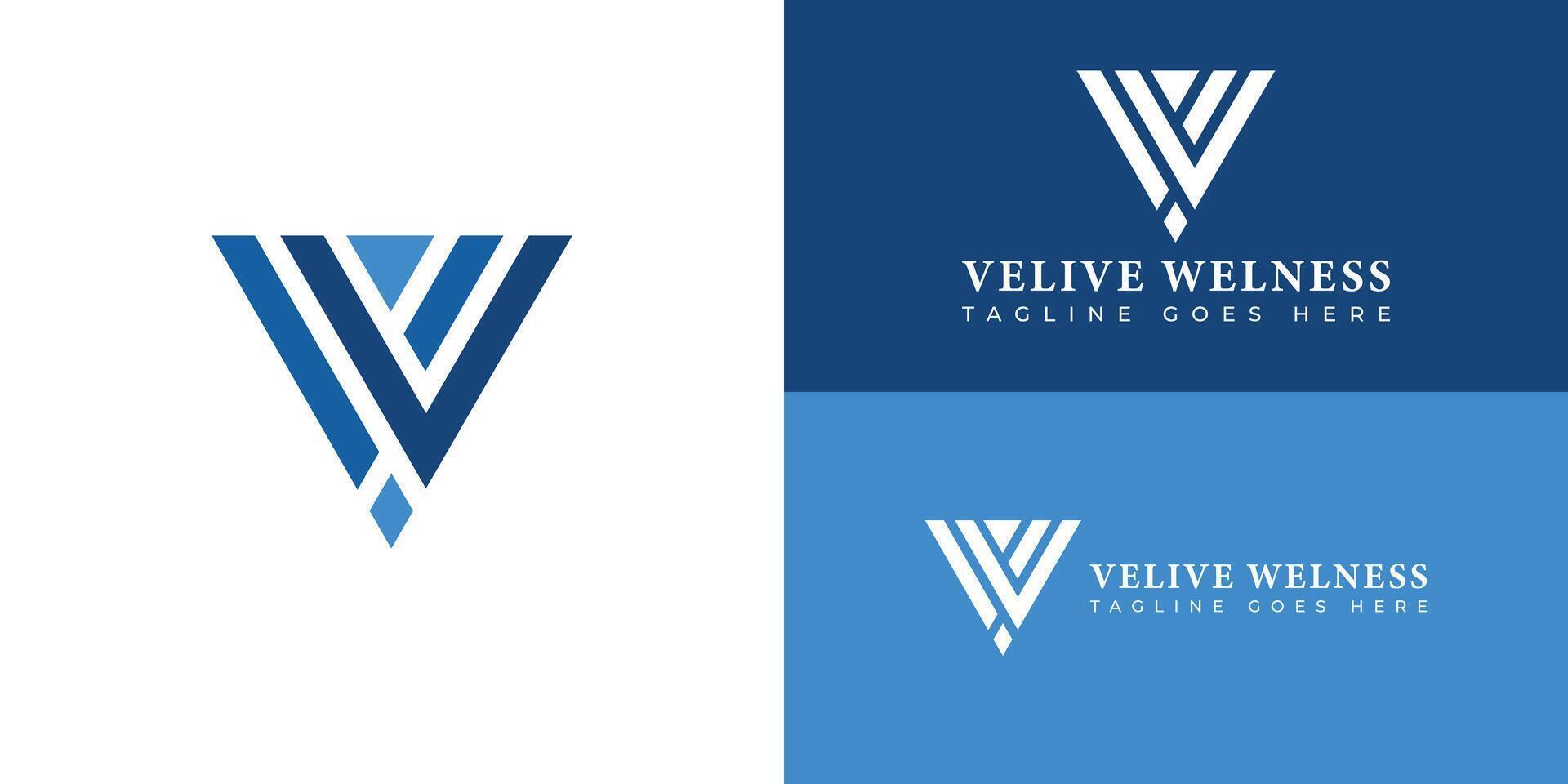 abstrakt första brev vw eller wv logotyp i flera olika blå färger isolerat i flera olika bakgrunder applicerad för wellness företag logotyp också lämplig för de märken eller företag ha första namn vw eller wv. vektor