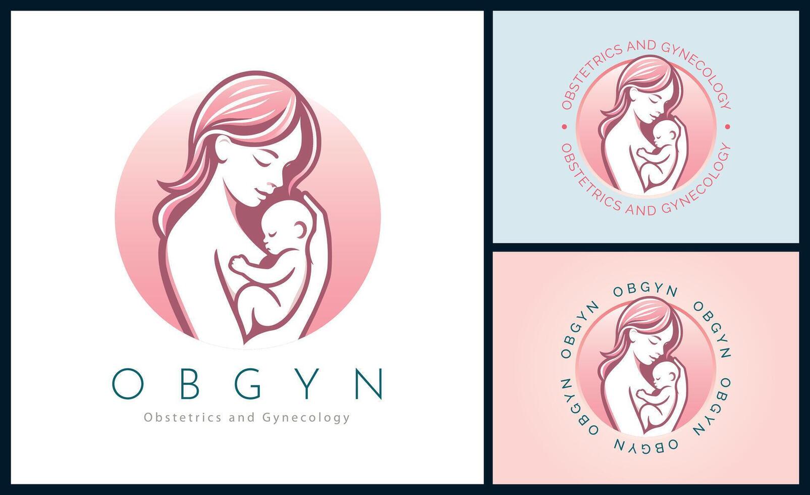 gynekolog obstetrik och gynekologi klinik mamma och bebis graviditet logotyp mall design för varumärke eller företag och Övrig vektor