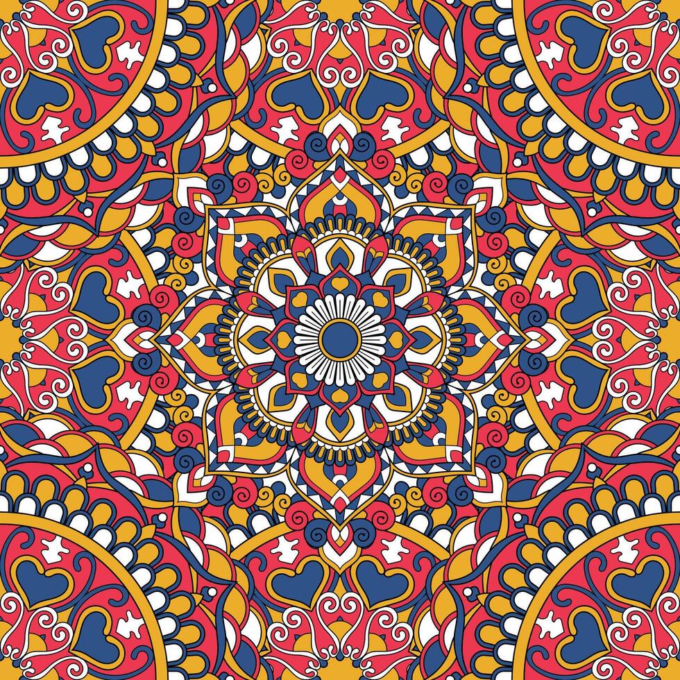 sömlös blommig mönster med mandala vektor illustration