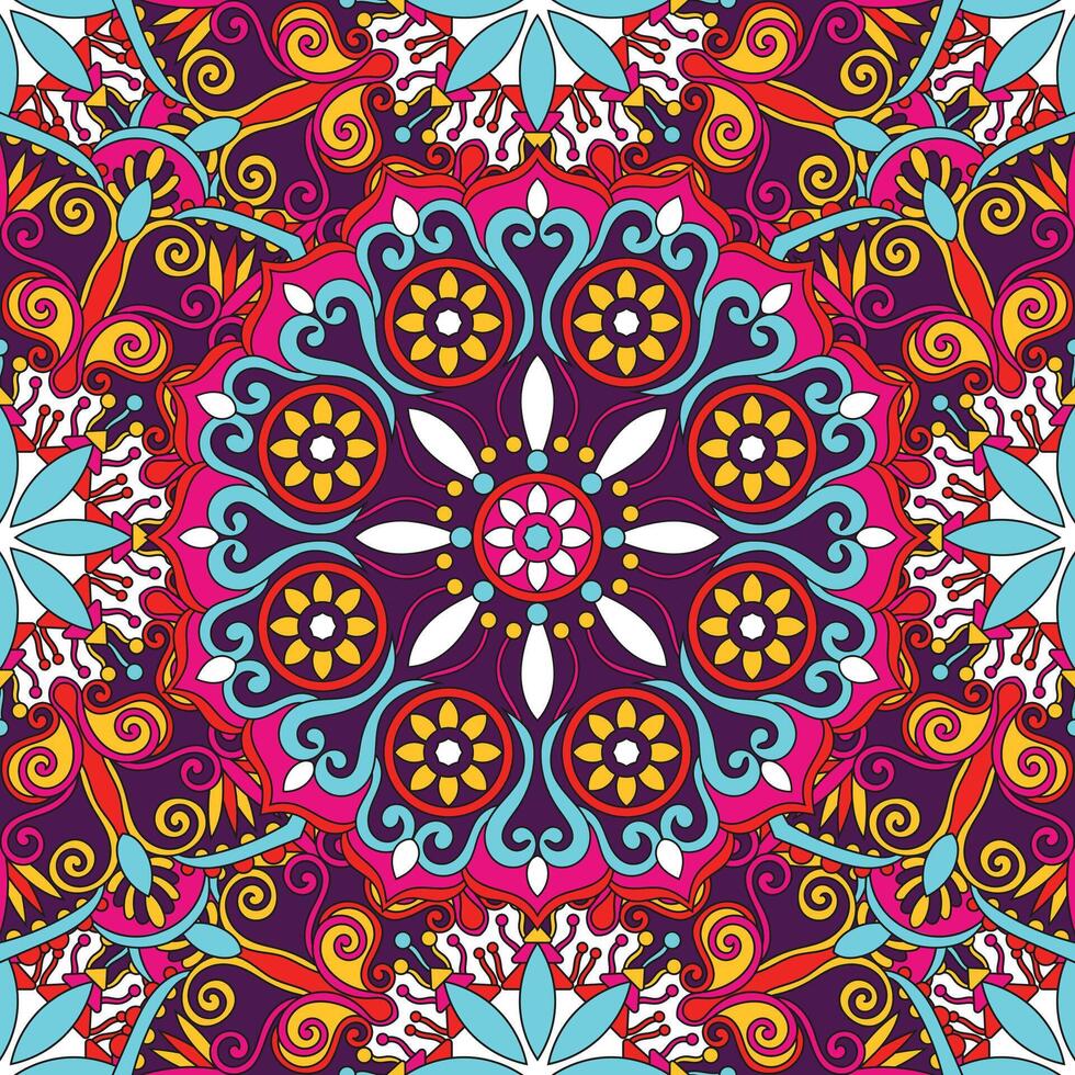 Ornament schön Karte mit Blumen- runden bunt Mandala Vektor Illustration