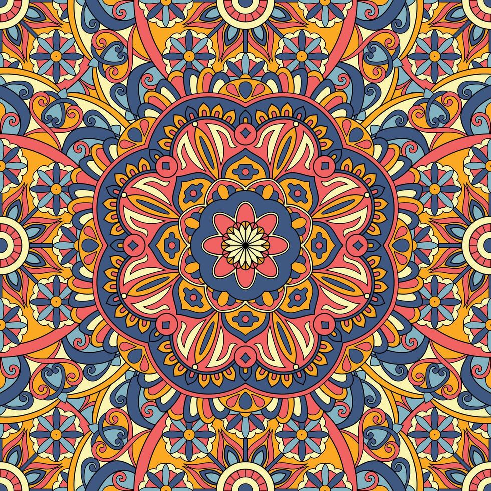 nahtlos Blumen- Muster mit Mandala Vektor Illustration
