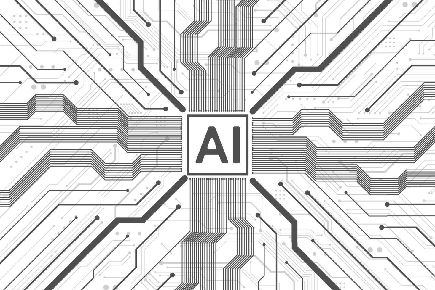 artificiell intelligens krets linje stil. maskin inlärning design. smart nätverk digital teknologi. ai. vektor illustration