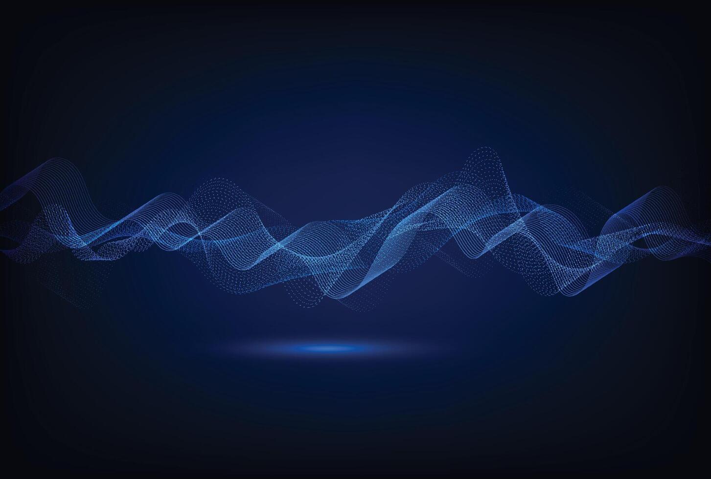 våglinjer flyter dynamiskt. artificiell intelligens djupinlärning visualiseringsnätverk koncept för ai, musik, ljud. vektor illustration