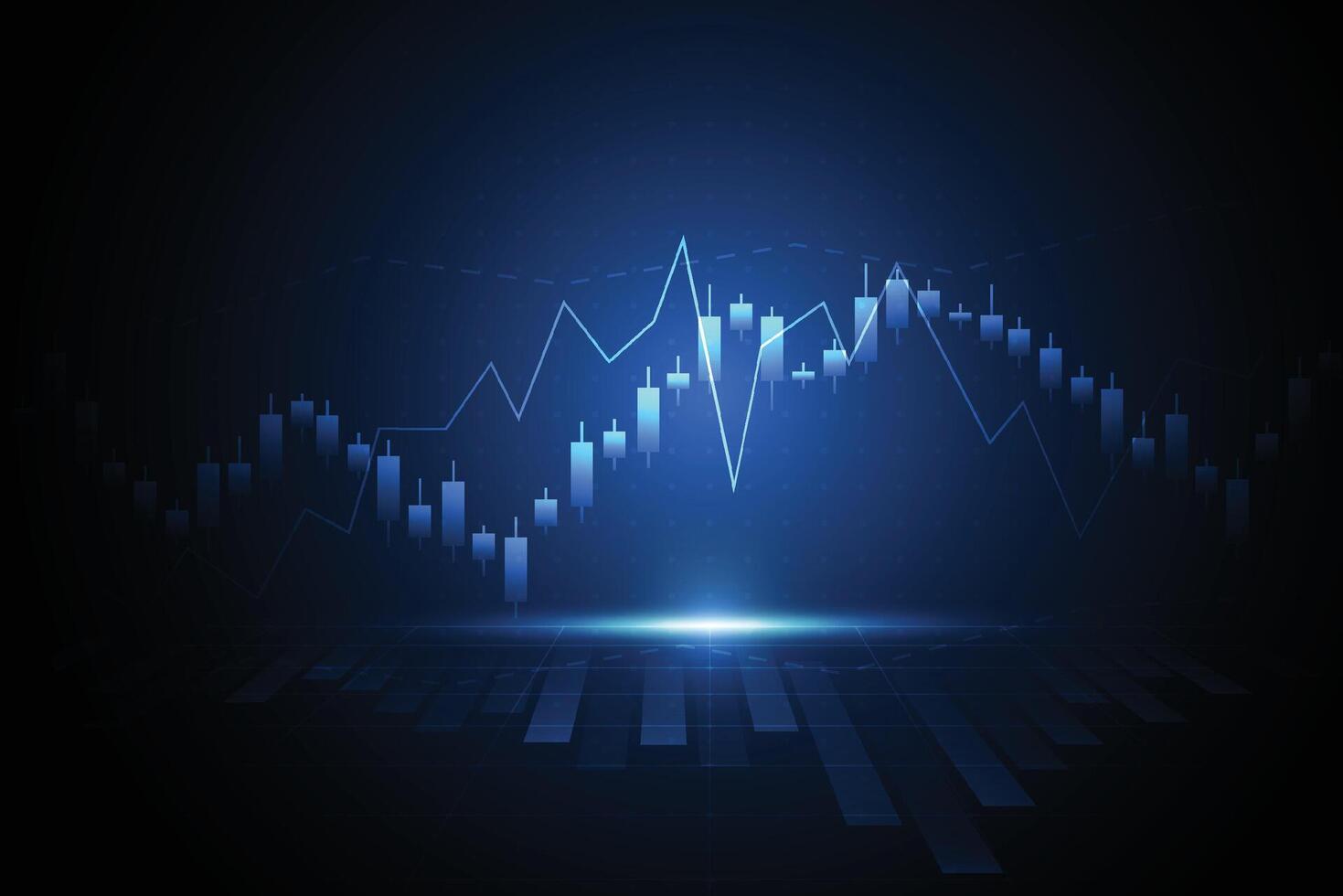 affärsstearinljusgrafdiagram över aktiemarknadsinvestering på vit bakgrundsdesign. hausse punkt, trend av grafen. vektor illustration