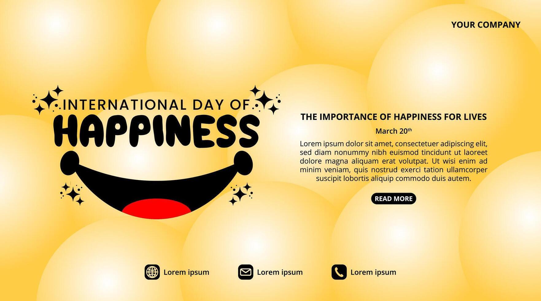 International Tag von Glück Hintergrund mit ein Lächeln Mund vektor