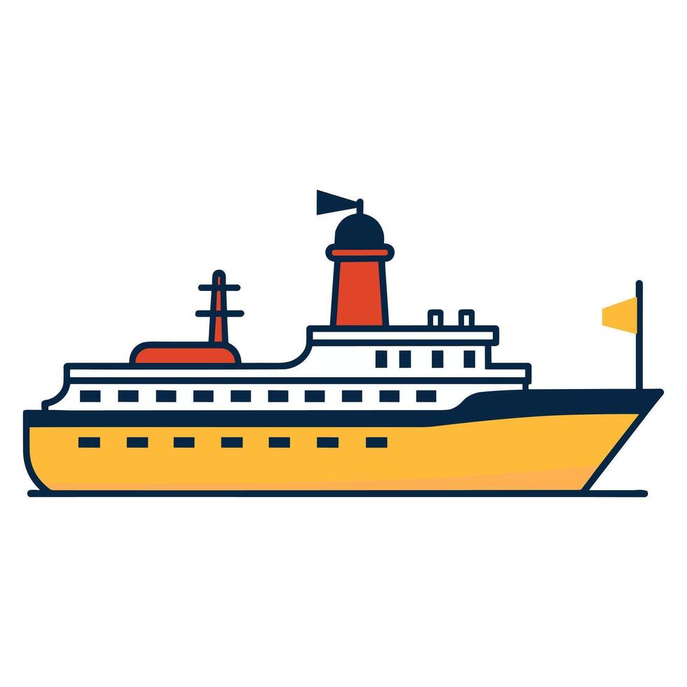 ein Schiff Illustration Vektor Kunst, Trawler eben Logo isoliert auf ein Weiß Hintergrund