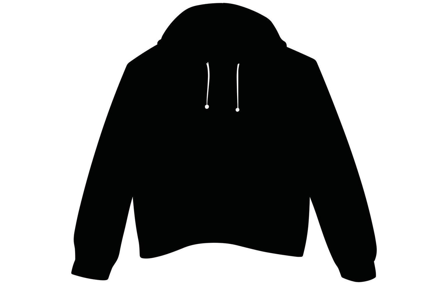 Silhouette von Kapuzenpullover, Vektor Kapuzenpullover schwarz und Weiß Ärmel Strassenmode Mode Silhouette,