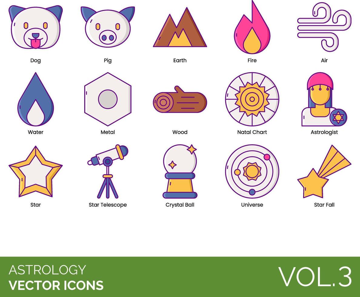 astrologi vektor ikon uppsättning