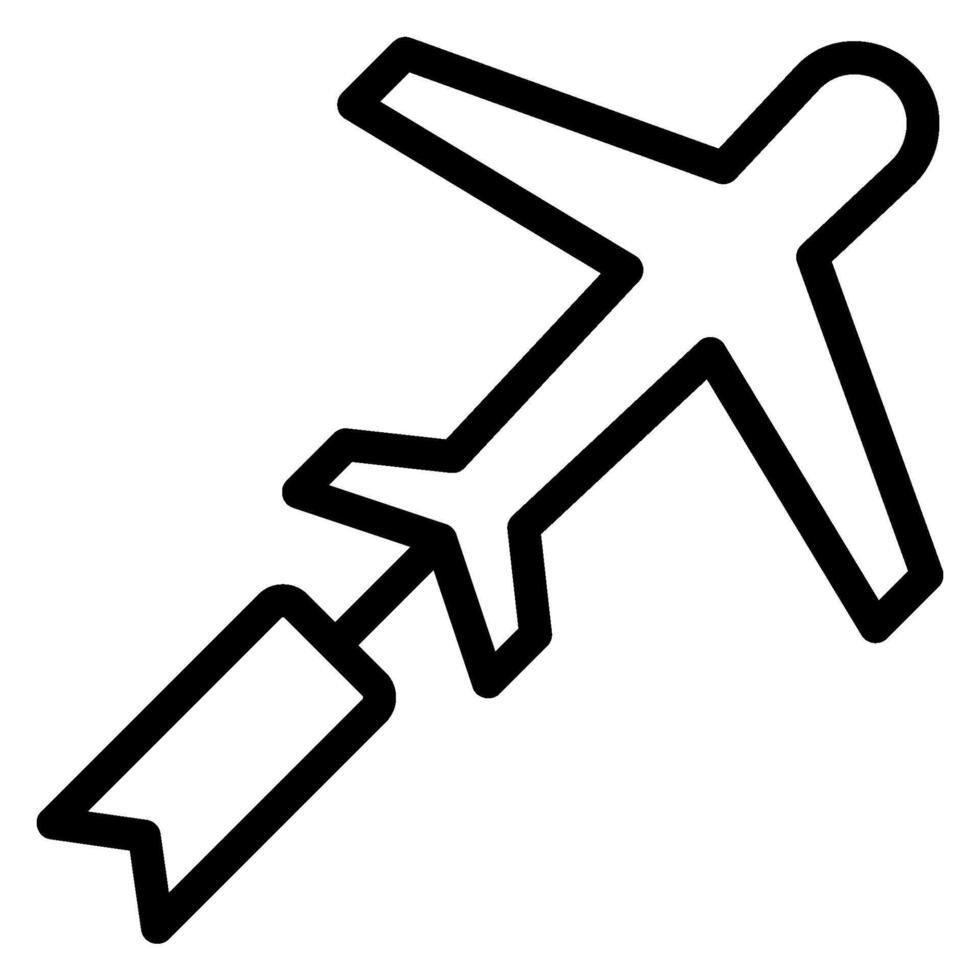 flygplan flagga linje ikon vektor
