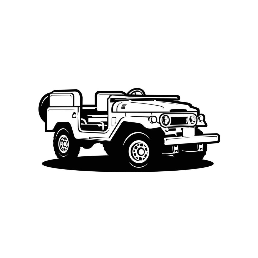 klassisch 4x4 Offroad Überland schwarz und Weiß LKW Illustration Vektor isoliert. Beste zum Automobil Überland Industrie