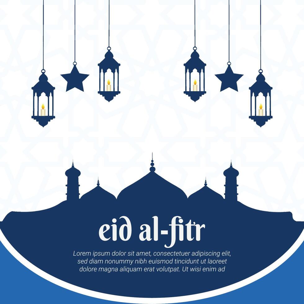 eid al fitr hälsning kort med islamic dekoration vektor