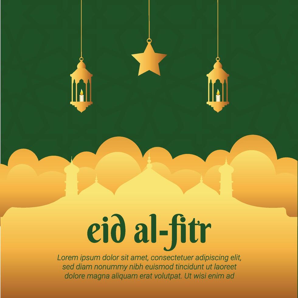 eid al fitr hälsning kort med islamic dekoration vektor